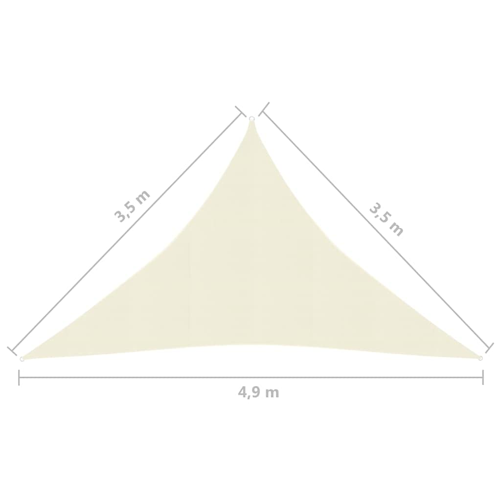 Tenda parasole, triangolare, protezione solare, resistente alla muffa e ai raggi UV, permeabile al vento e all'acqua, per esterni, con corde e kit di fissaggio, 160 g/m², crema, 3,5 x 3,5 x
