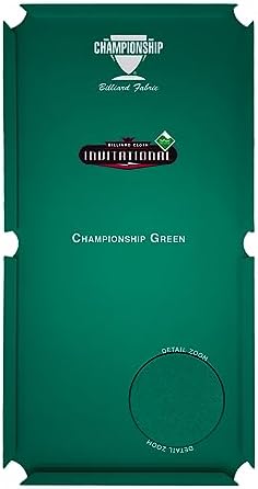Championship Invitational Pool Table Cloth Replacement Set for 8 FT Pool Tables Billiard Table Felt Bathed in Teflon with Horsehair Brush -Spots - Chalk - 6 pre-Cut Rail Pieces (Championship Green)
