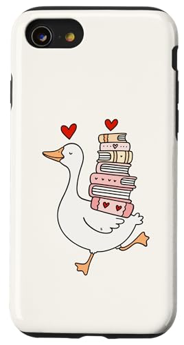 Silly Goose Loves Books Funny Duck Reading ���w �X�}�z�P�[�X iPhone SE (2020) / 7 / 8 �p
