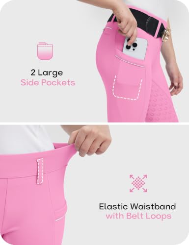 Image of FitsT4 Sports Girls Horse Riding Pants Full Seat Equestrian Pants Pockets