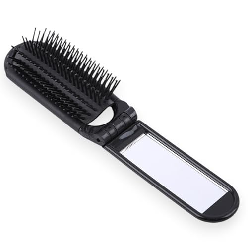 Image of TEMPERIA Foldable Pocket Hair Comb with Built-In Mirror for Women | Compact Folding Comb for Travel, Purse & On-the-Go Grooming | Portable & Easy to Carry (CB582)