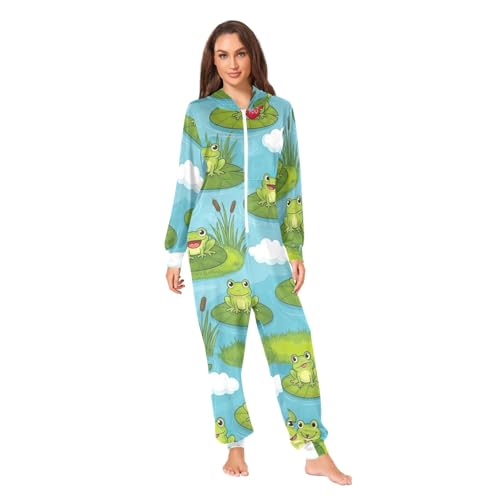 Combinaison grenouille pour adulte contre le froid en peluche douce zippée