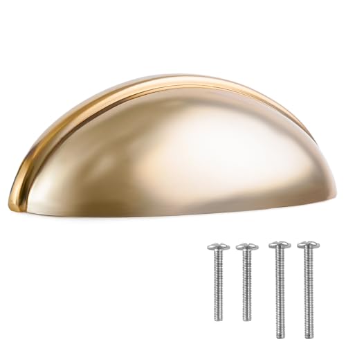 Cup Drawer Pulls – 10 Pack – Gold Kitchen Cabinet Handles 3 Inch Cabinet Pulls Gold – Cabinet Cup Pulls for Cabinets and Drawers – Cup Pulls for Drawers, Furniture & Kitchen Cabinet Hardware