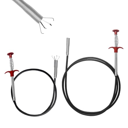 Hevysuo 2 Pezzi Pinza Flessibile per Artigli 90cm/200cm,Acciaio Inox Pinze Per Fognature A Spirale Sonda,Strumenti di Dragaggio Tubo Artiglio,Adatto per Fognature,Lavandini,Nero