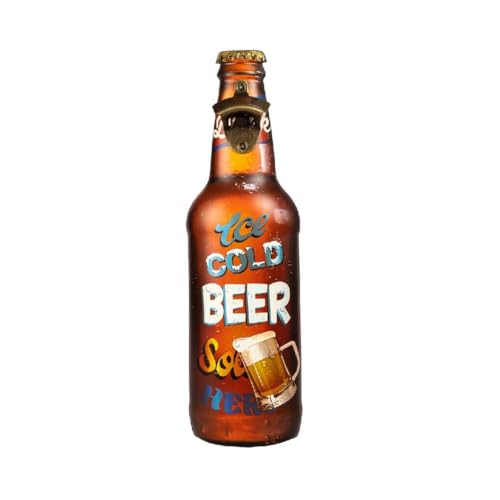Image of Metal Bottle and Can Opener Ice Cold Beer Sold Here Beer Bottle Opener Wall Mount