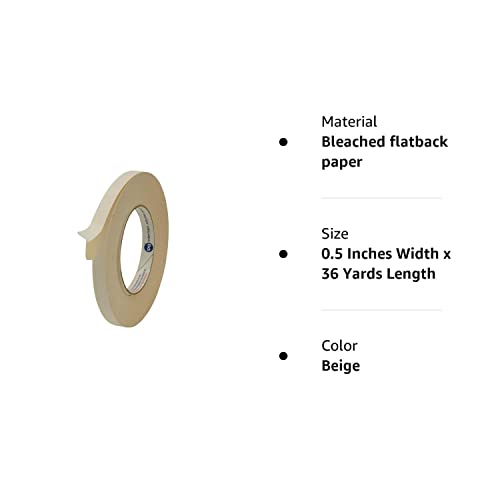 Intertape 591/Beig0536 591 Double Sided Flat Back Paper Tape: 1/2" X 36 Yd., Beige #TOP3