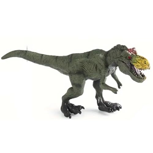 Image of FUNFOB Trex Dinosaur Toy Figure Width-19.5cm Dinosaur Toys for Kids & Adults PVC Multicolour | Whole Green Red Dot Forehead SML