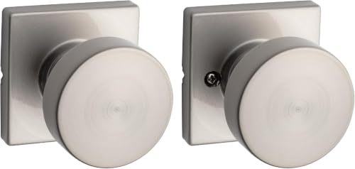 Image of Kwikset Pismo Interior Passage Door Knob, Handle for Closet and Hallway Doors, Non-Locking Doorknob in Satin Nickel, with Microban Protection (Pack of 12)