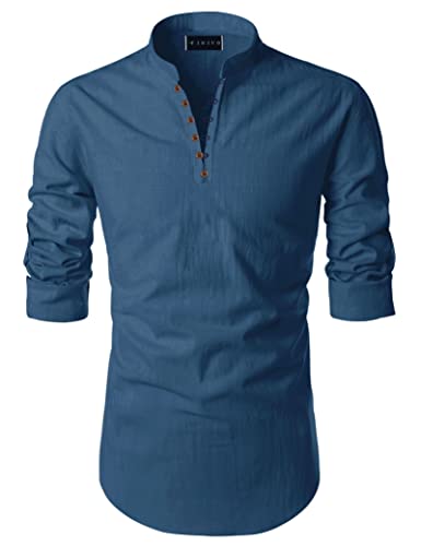 Image of Men's Trendy Short Kurta Shirt | Mandarin Collar Full Sleeve Cotton Ethnic Wear | Regular Fit Traditional Indian Apparel | Casual Festive Party Function Clothing