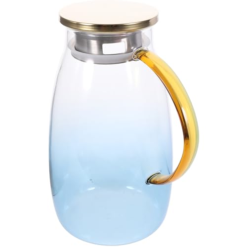 Ipetboom - Ipetboom Blue Gradient Glass Water Pitcher 1500Ml with Stainless Steel Lid Cold Water Jug for Kitchen and