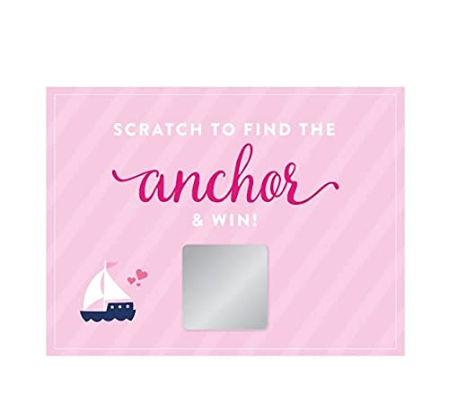 (Cards Scratch Off Winner) - Andaz Press Pink Girl Nautical Baby Shower Collection, Games, Activities, Decorations, Baby Scratch