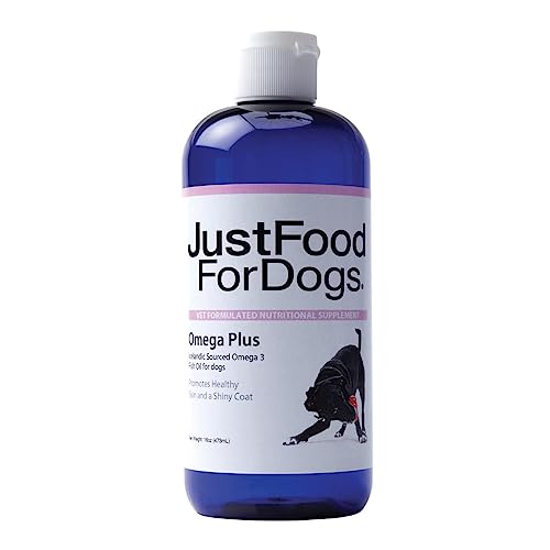 Justfoodfordogs Omega Plus Fish Oil For Dogs, Supports Healthy Joints, Skin & Coat, Aging - Omega 3 Liquid Supplement For Pets - 16 Oz #TOP25
