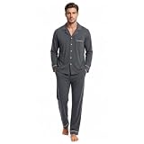U2SKIIN Men 100% Cotton Pajama Set Soft Cozy Sleepwear 2 Piece Lounge