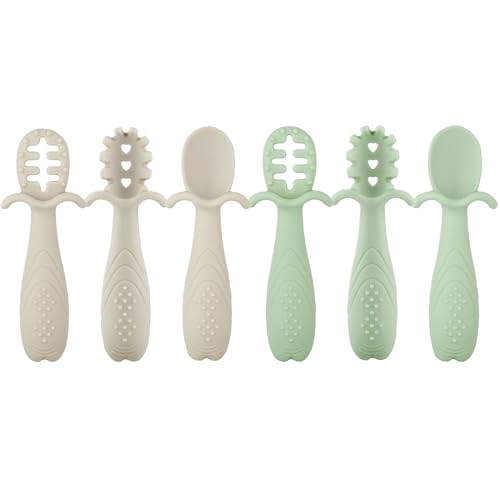 PandaEar 6er Set Silikon Lernlöffel für Baby, Babylöffel Esslernlöffel Breilöffel Fütterlöffel, Weich Flexibel Kinder Besteck BPA-frei für Säugling Kleinkind ab 4 Monaten