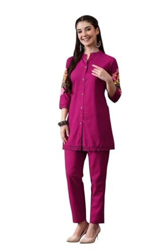 Image of Truvon Fashions Stylish Women's Co-Ord Kurta with Pant Set Cotton Floral Kurti for Women