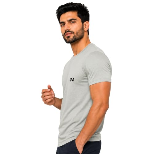 Image of NINQ Half Sleeve Tshirt for Men | Round Neck Regular Tshirt | Breathable Mesh Dotted Stylish T-Shirt | Sports Wear Casual Tee for Gym, Running & Daily Comfort