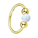 BCughia Anillos de nariz de acero quirúrgico de 18 g, aros de nariz con ópalo para tabique, clic, daith, tragus, hélice, rook, cartílago, piercing para labios, joyería, 1.0x8mm, Acero inoxidable