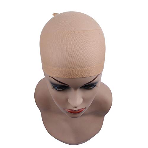 Unisex Stockings Wig Cap Snood Mesh Cap Five-Color Nylon High Stretch Wig Cap For Women 2 Pcs (1 Pack (2 Pieces), Beige) #TOP30