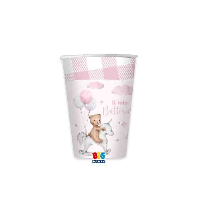 Kit 16 persone battesimo Teddy Bear celeste con piatti dessert