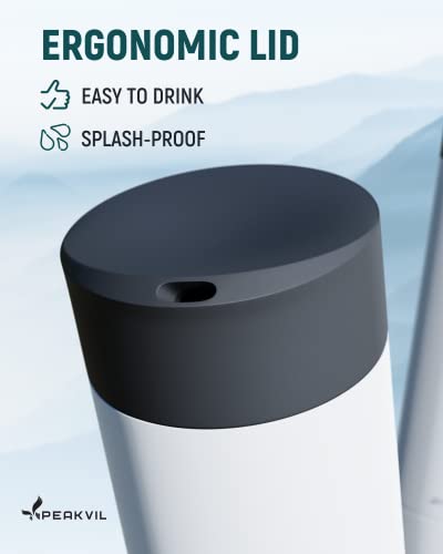 Peakvil 12 Oz Insulated Thermos Travel Coffee Mug With Push Button Lid - Leakproof Reusable 304 Stainless Steel Tumbler Cup For Keep Hot/Ice, Coffee, Tea, Water #TOP4