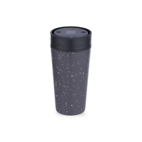 Circular & Co. Kaffeebecher to go 340ml | Thermobecher aus recycelten Kaffeebechern | 100% Auslaufsicher & BPA frei | 360° Trinkdeckel | Hält 60–90 Min. warm/kalt | Spülmaschinenfest | Grau & Schwarz