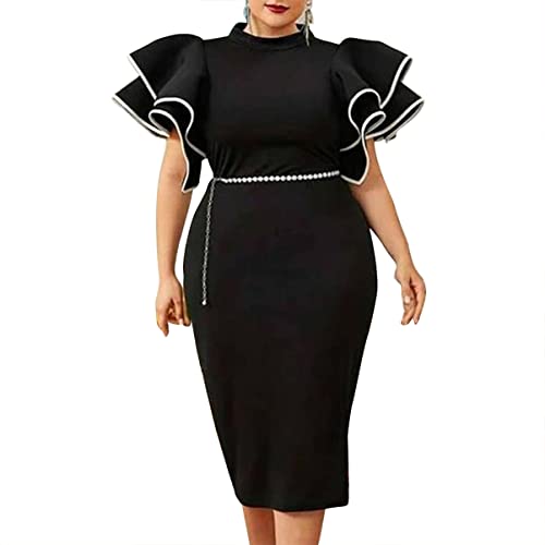 Cololura Plus Size Rüschen Ärmel Peplum Bodycon Formelle Abendkleider Party Kleid