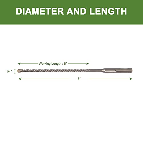 Hlofizi 1/4" Concrete Drill Bit 8" Length With Sds Plus Shank, 1/4 Inch Masonry Drill Bits Rotary Hammer Drill Bit Carbide Tipped For Block Wall, Brick, Stone, 6 Pack #TOP5