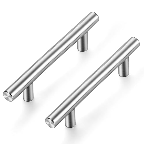 30 Pack Kitchen Cupboard Handles, Brushed Nickel Pulls 76mm Hole Center