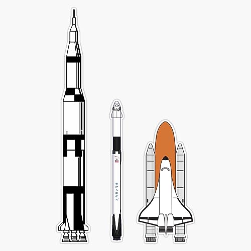 Nasa Saturn V + Spacex Falcon 9 & Crew Dragon + Space Shuttle Sticker Bumper Sticker Vinyl Decal 5"