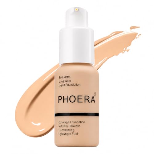 Glamza PHOERA Foundation Concealer Makeup Full Coverage Matte Brighten Long Lasting UK (102 NUDE)