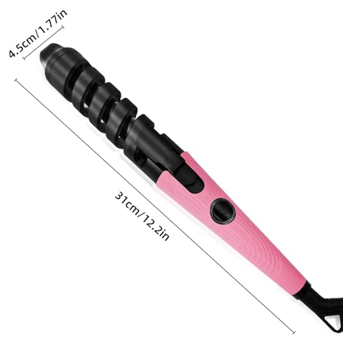 Image of Automatic Curling Wand,Anti-Scald Ceramic Curling Iron,Portable Auto Spiral Hair Curler for Women,Detangle Scald-Free Fast Heating Rollers Suitable for Long and Short Hair Styling(Pink19)