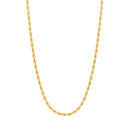 Monily 18K Gold Plated Rope Chain Necklace for Women Stainless Steel 1.5 mm 18 Inches Twist Chain Necklace