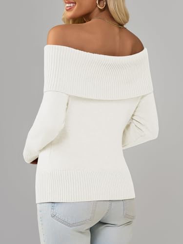 Imily Bela Womens Off The Shoulder Sweaters Casual Long Sleeve Ribbed Knit Slim Fit Y2K Going Out Pullover Tops3