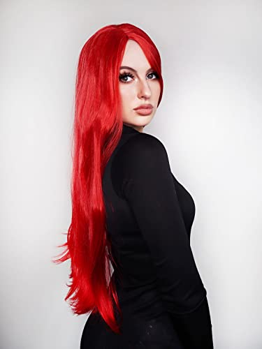 Image of ALLAURA Compatible with Dark Phoenix Wig for X-men Cosplay |Realistic Long Red Hair Fits All for Women Men - Jean Grey Anime Marvel & Fantasy Wigs
