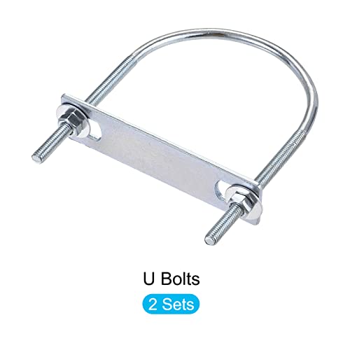 Image of METALLIXITY U Bolts 2 Sets (M6x95x130mm), Round U Bolt Steel with Accessories - for Construction, Pipe