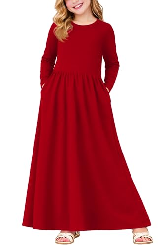 Image of Deerose Girls Maxi Dress Short Sleeve Casual Long Dresses with Pockets 5-14 Years