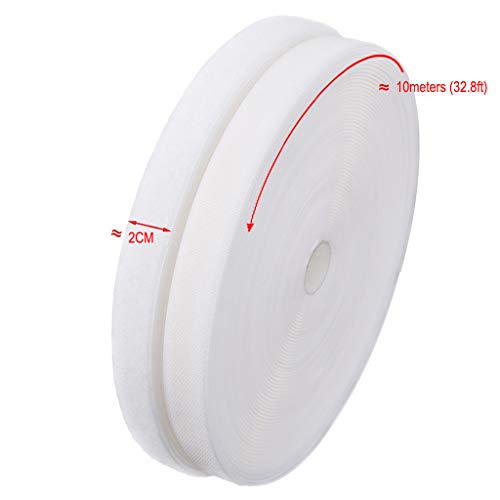 3/4'' Width X 10Meters Length White Sew On Hook And Loop Tape Fastening Nylon Fabric Tape (White, 3/4 Inch X 10 Meters) #TOP1