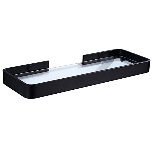 Étagère noire de salle de bains en verre et aluminium premium