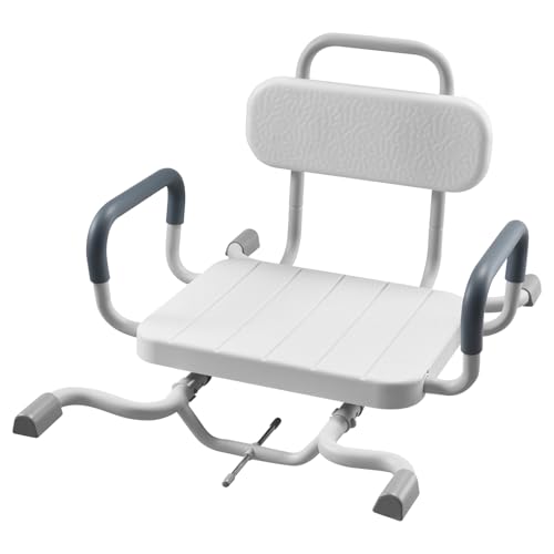 VEVOR Siège de Baignoire Pivotant, Banc de Transfert Baignoire avec Dossier et Accoudoirs, Capacité 100 kg, Chaise de Douche pour Adultes, Personnes Âgées et Handicapés, à Poser sur Les Baignoires