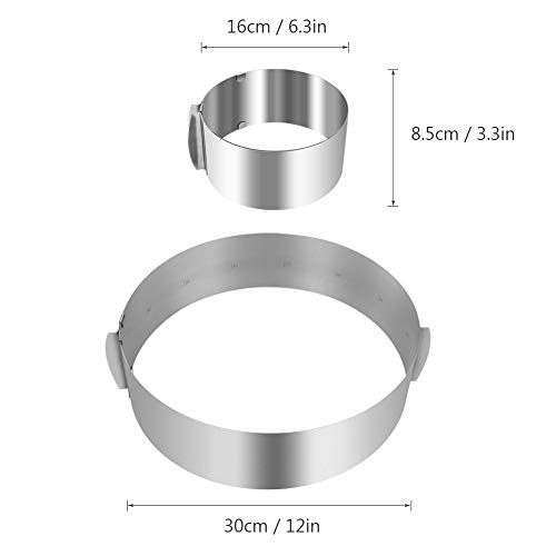 Wiwaplex Cake Ring 6 To 12 Inch Adjustable Round Stainless Steel Cake Mousse Mould Ring Bakeware Tools Cake Decorating Mold Baking Ring #TOP3