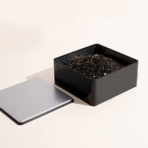 Square Tin Canister/Container for Keeping Car,Tea,Coffee,Cookies, Food,Flour,Baked Goods Storage (Black) - Thumbnail 4