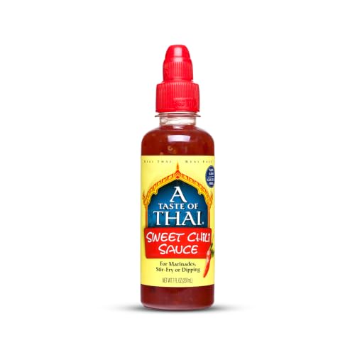 A Taste of Thai Sweet Chili Sauce – Authentic Thai Chili Sauce for Dipping, Stir-Fry, & Marinades – Asian Red Hot Sauce with Sweet Tangy Flavor - Trans Fat-Free, Gluten-Free & No GMO – 7 oz