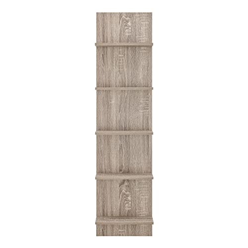 Danya B. Narrow Decorative Wall Mount Vertical Shelving Unit – Modern Column with 5 Shelves Home or Office for Books, Décor Display (Oak)