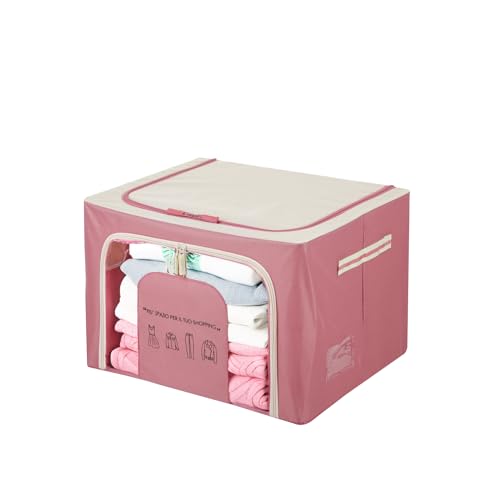 KASANOVA Boîte de rangement 50 x 40 x 33 cm double charnière et inscription mauve