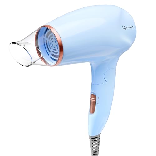 Lifelong Hair Dryer for Women & Men | 1200W Foldable & Compact Hair Dryer Machine | 2 Heat Modes |Travel-Friendly & Portable |Perfect Blow Dry for Smooth, Frizz-Free Styling (Blue)