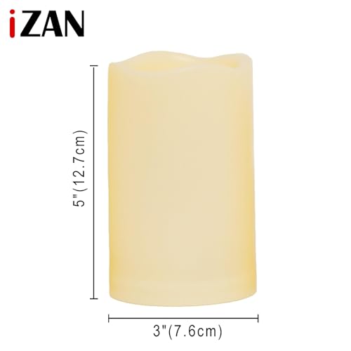 Image of iZAN Set of 1 Outdoor Flameless LED Candles with Timer - Waterproof Plastic Flickering Battery Operated LED Pillar Candles Wedding Party Garden Decoration Long Lasting Battery Life 3x5 inch