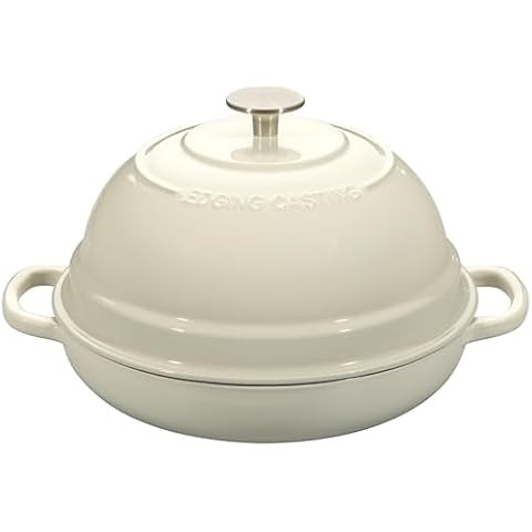 EDGING CASTING Enameled Cast Iron Dutch Oven Pot with Lid, Round Bread Oven for Homemade Sourdough Bread Baking, 6 Quart, White Cover