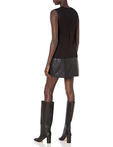 Rent The Runway Pre-Loved Black Faux Leather Trim Shift Dress2