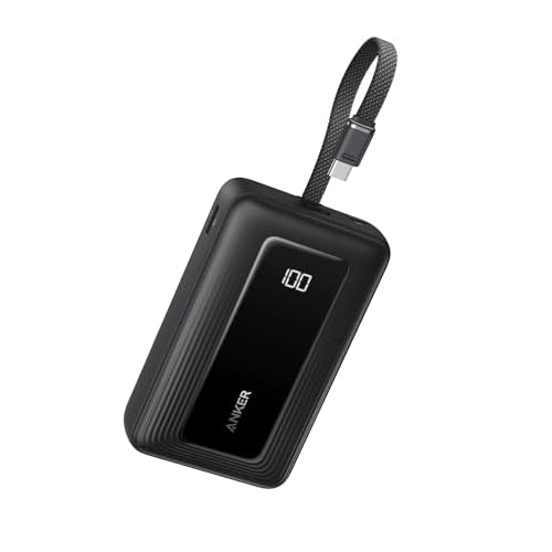 Anker Zolo Power Bank, 20,000mAh 45W Max Fast Portable Charger with Built-in USB-C Cable, USB C&A, 40W Battery Pack for iPhone 17 Series, MacBook, Samsung, and More (Charger Not Included) Bl