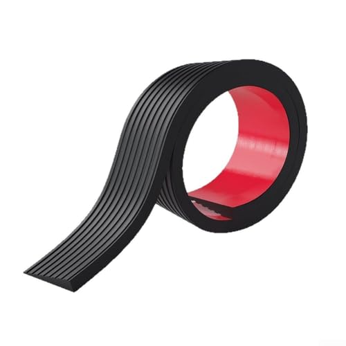 Rampa de goma para umbral de puerta, tira de transición de piso de 3.3 pies de largo, accesible para silla de ruedas, autoadhesiva, uso en interiores y exteriores (negro, 1 m)